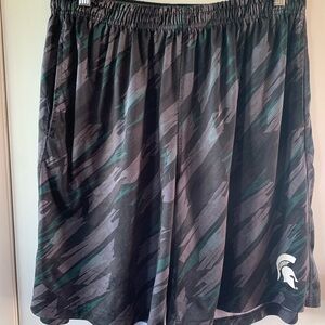 Campus Heritage Michigan State Gray, Green and Black Knee-Length Athletic Shorts